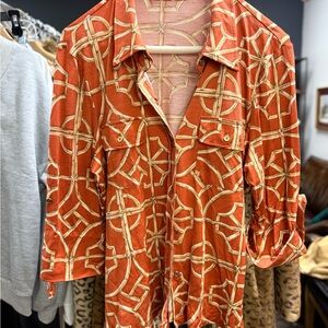 J. McLaughlin Terracotta Geometric Shirt